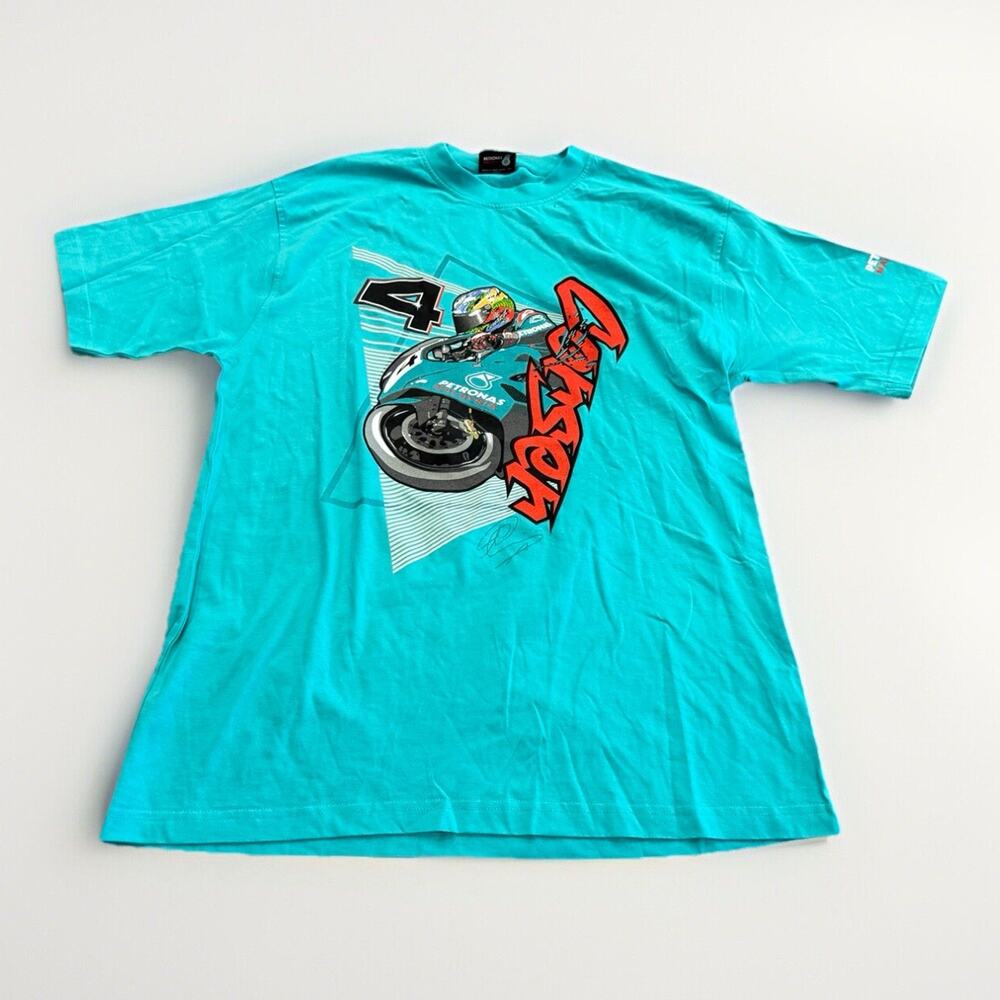 Foggy Petronas Malaysia Racing Team Mens Teal Graphic Print T-Shirt Size L LARGE